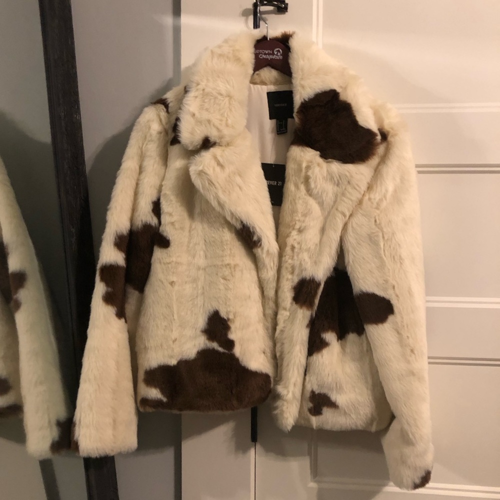Cow Faux Fur Forever 21 Coat
